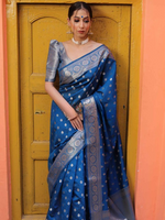 Royal Blue Jacquard Saree