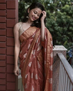 Radiant Orange Jacquard Saree