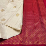 White & Red Jacquard Saree