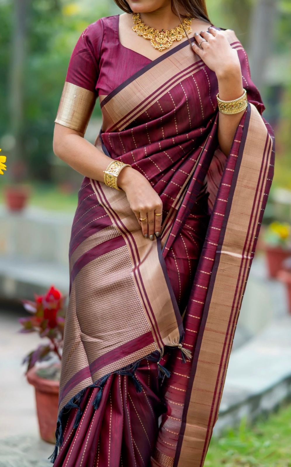 Royal Maroon Jacquard Saree