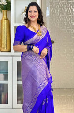 Elegant Blue Jacquard Saree