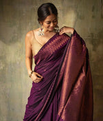 Luxury Wine Jacquard Saree