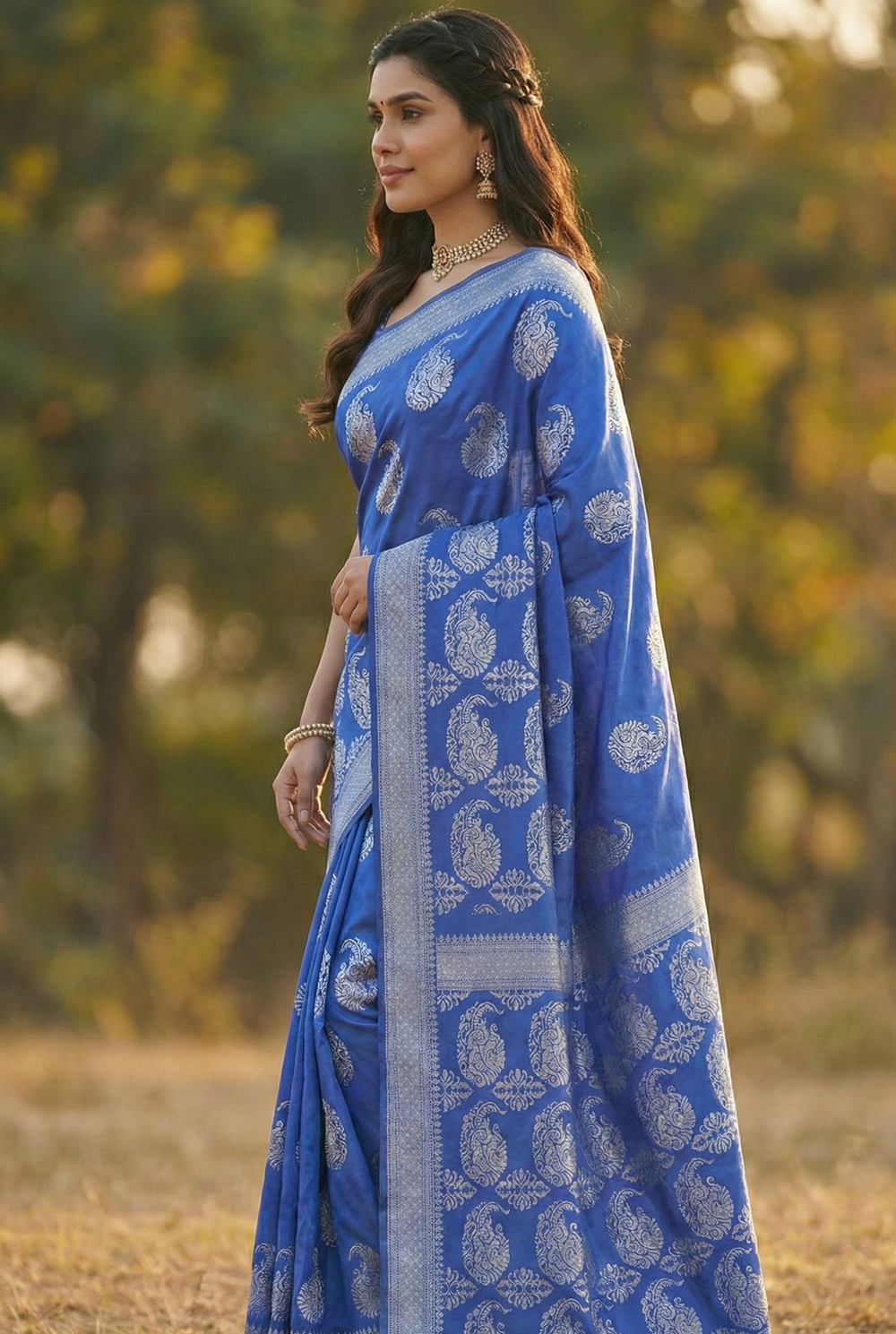 Blue Jacquard Saree