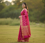 Cerise Pink Jacquard Saree