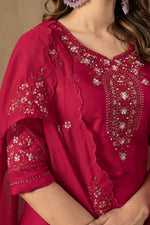 Noor Rani Pink Roman Silk Embroidered Kurta Pant Set