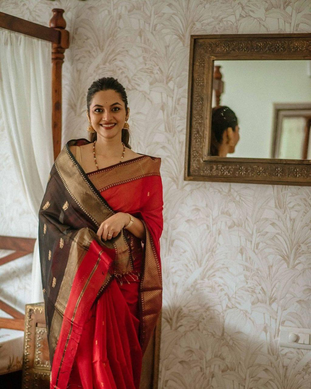 Red Jacquard Saree