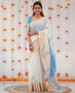 Sky Blue Jacquard Saree