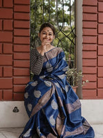 Elegant Blue Jacquard Saree