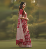 Elegant Red Jacquard Saree