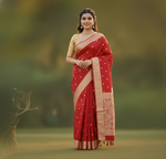 Bright Red Jacquard Saree
