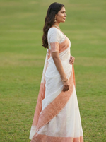 Elegant White Jacquard Saree