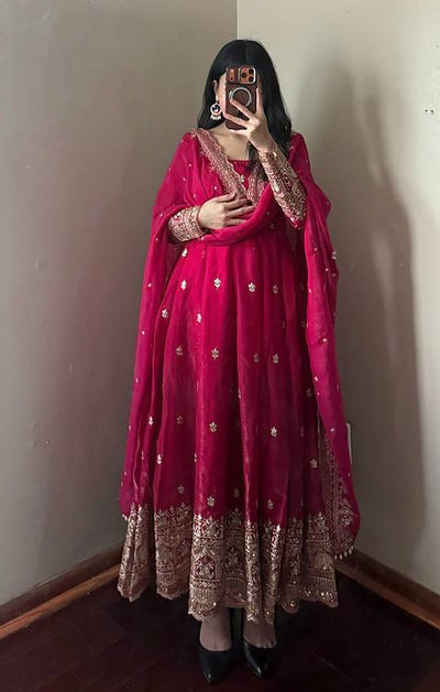 Ruby Elegant Fandy Silk Anarkali Suit Set