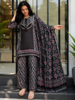 Black Printed Pure Natural Crepe Co-Ord Set