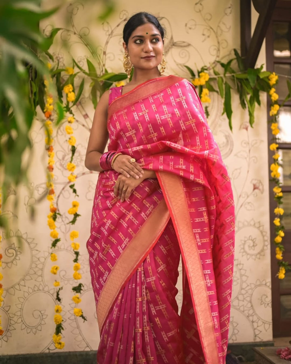 Maroon Jacquard Saree