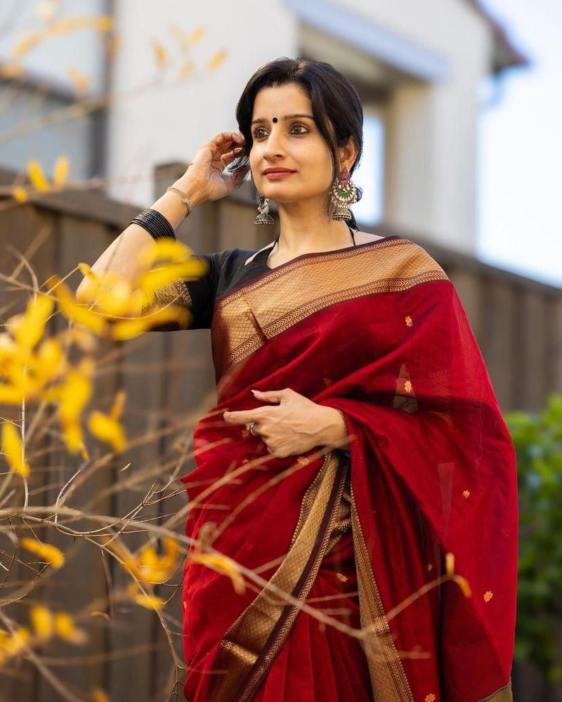 Red Jacquard Saree
