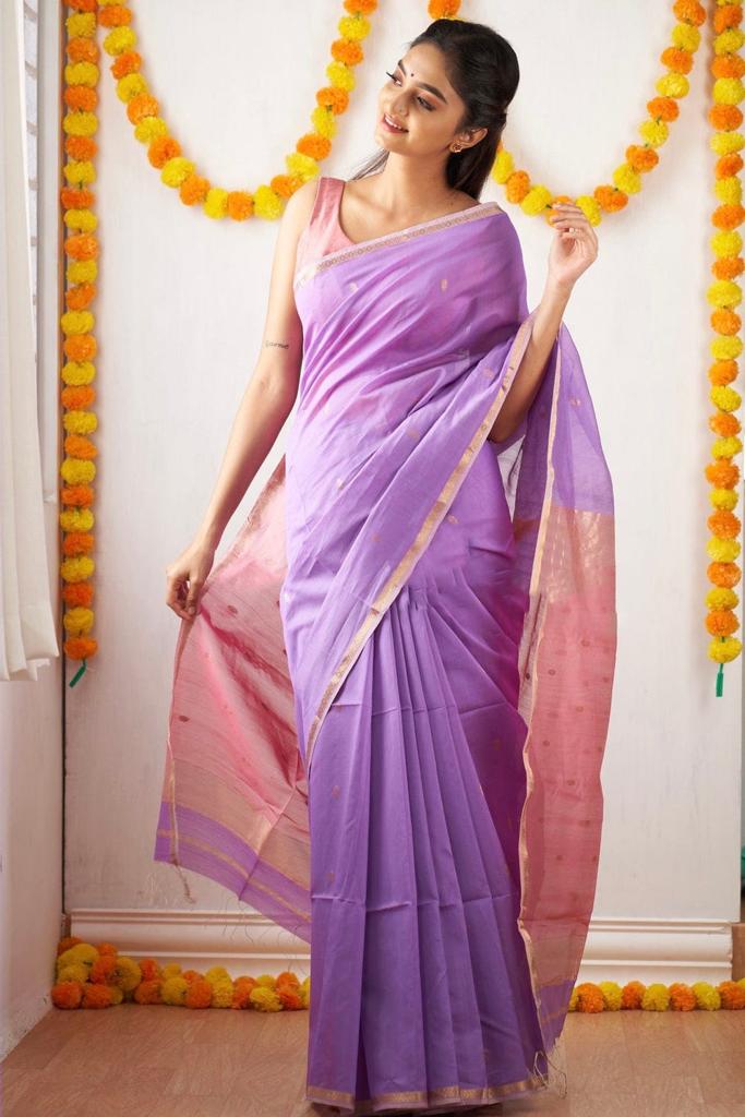 Lavender Pink Jacquard Saree for Elegant Festive & Special Occasion Wear