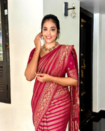 Luxurious Dark Maroon Jacquard Saree