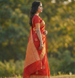 Radiant Red Jacquard Saree