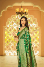 Vibrant Green Jacquard Saree