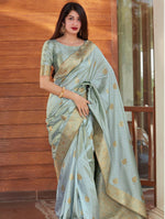 Serene Tea Blue Jacquard Saree