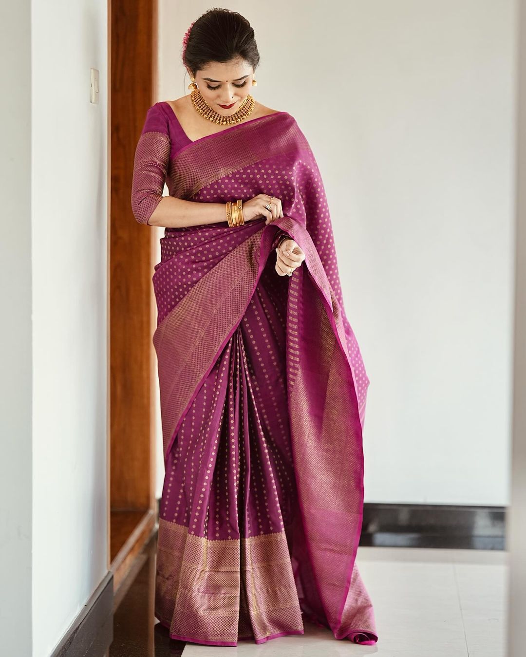 Royal Purple Jacquard Saree