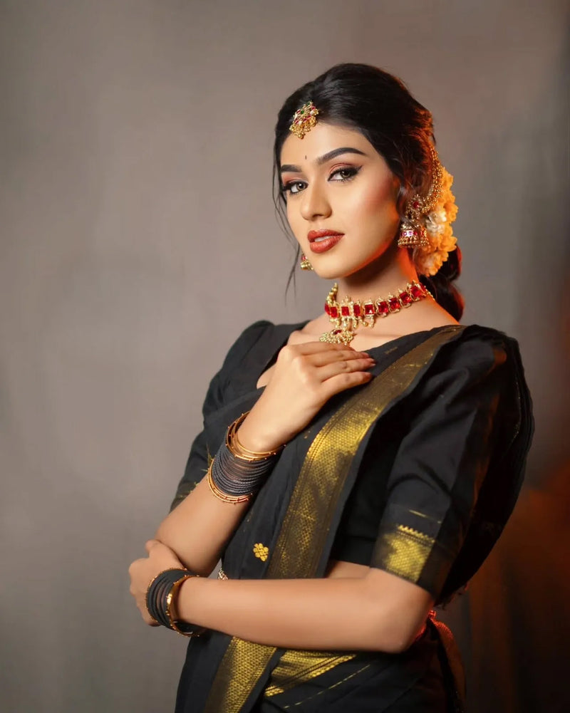 Classic Black Jacquard Saree
