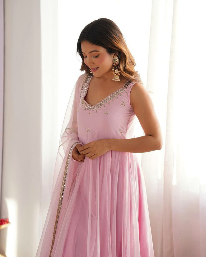 Blush Bloom Georgette Anarkali Suit Set