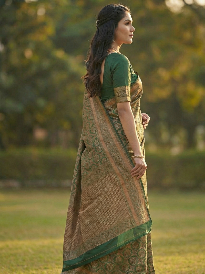 Mahendi Green Jacquard Saree