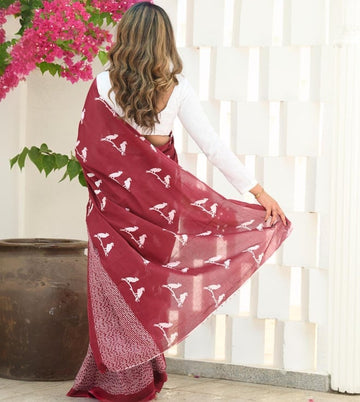 Maroon Jacquard Saree – Luxurious Woven Design for Festive & Wedding Elegance