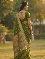 Elegant Mahendi Jacquard Saree