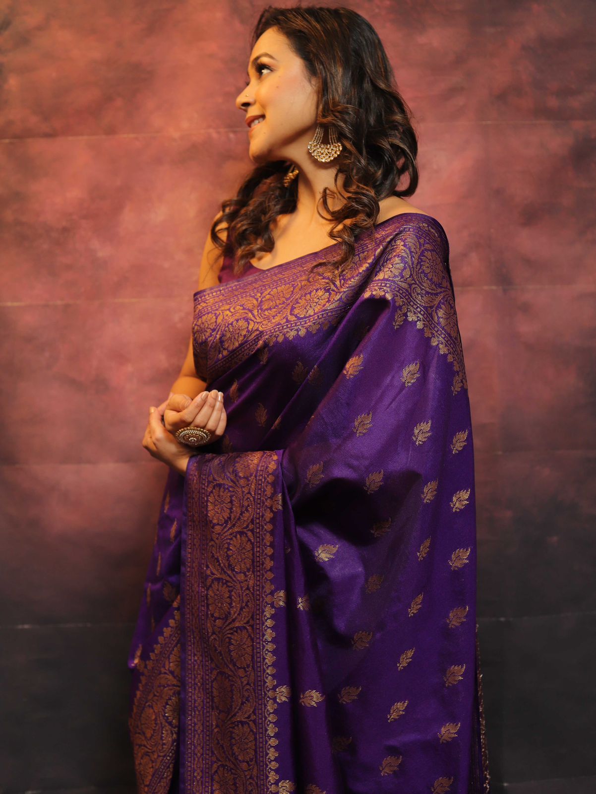 Royal Purple Jacquard Saree