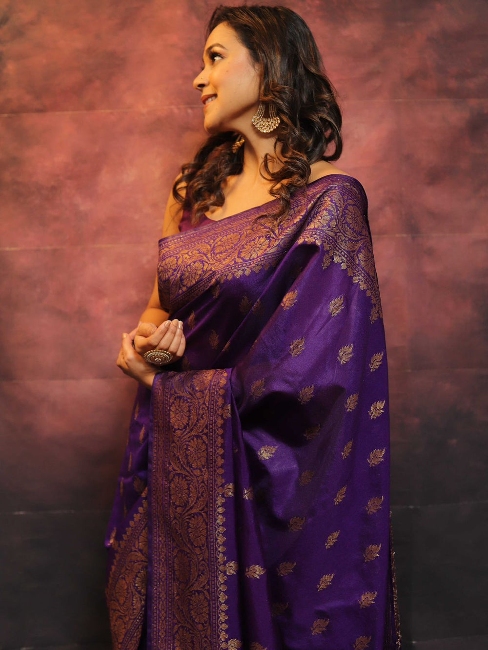 Royal Purple Jacquard Saree