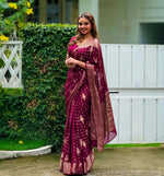 Royal Wine Jacquard Saree
