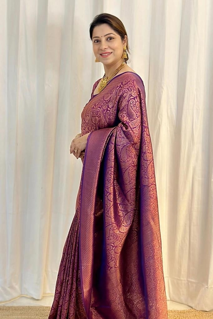 Royal Purple Jacquard Saree