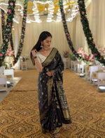 Elegant Brown Jacquard Saree