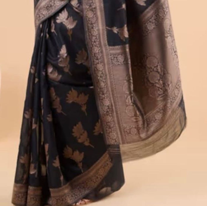 Premium Black Jacquard Saree – Timeless Elegance with Rich Woven Detailing