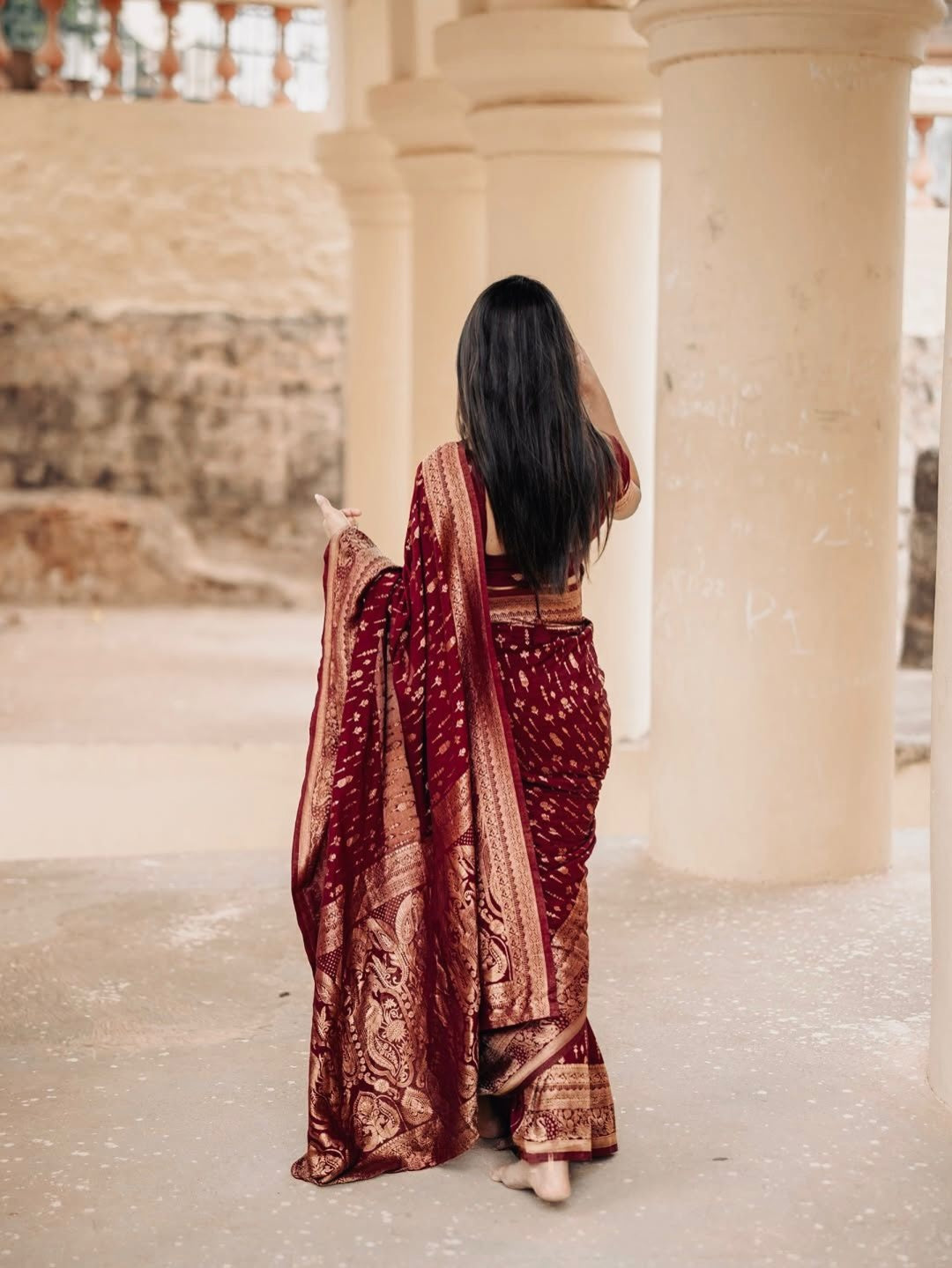 Rich Maroon Jacquard Saree