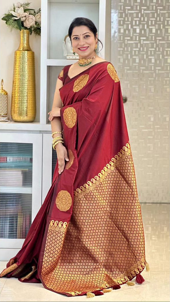 Luxury Red Jacquard Saree