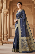 Navy Blue Jacquard Saree for Women – Premium Festive & Elegant Party Wear