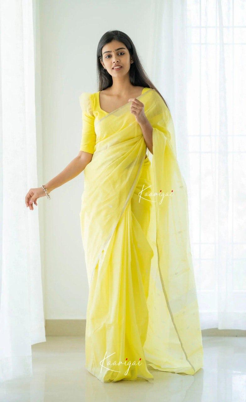 Yellow Jacquard Saree