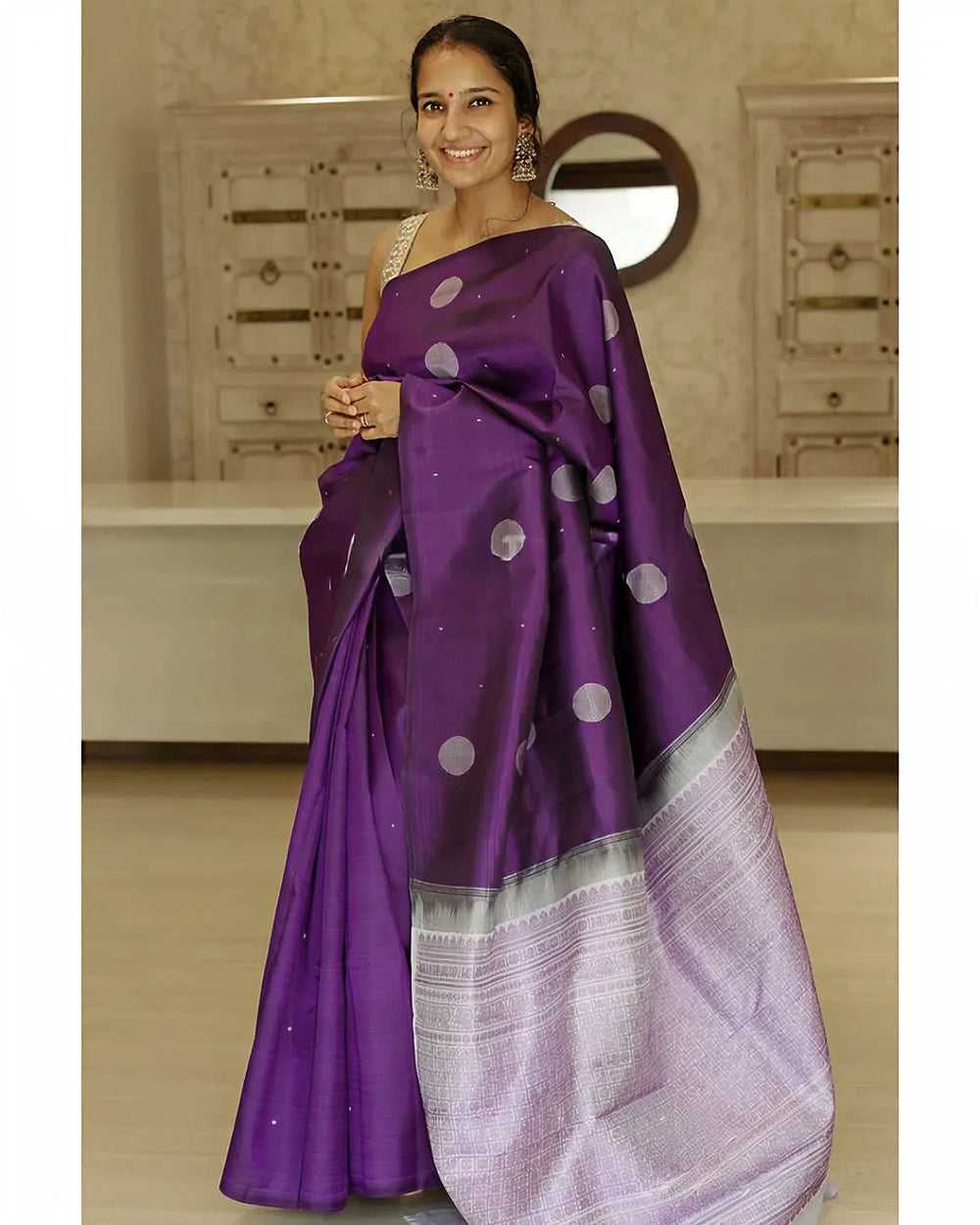 Elegant Dark Purple Jacquard Saree