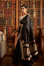 Black Jacquard Saree for Women