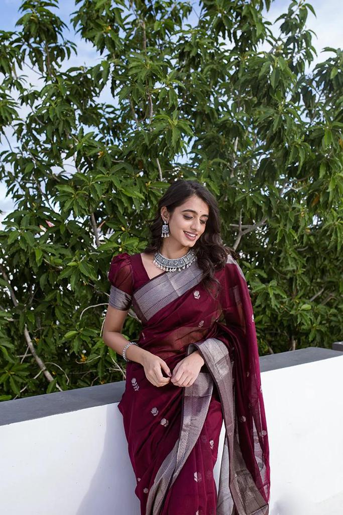 Royal Wine Jacquard Saree