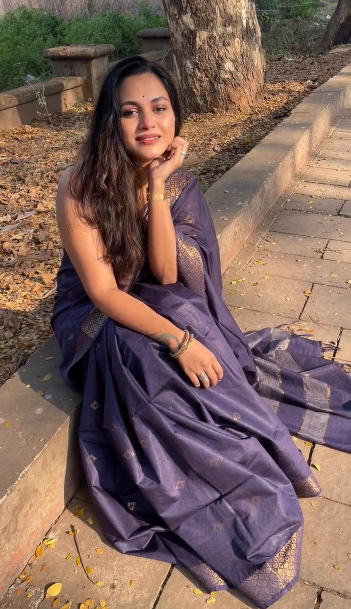 Elegant Purple Jacquard Saree for Party, Festive & Traditional Wear