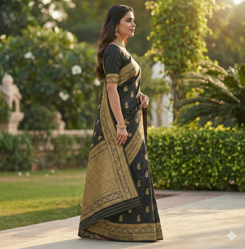 Classic Black Jacquard Saree