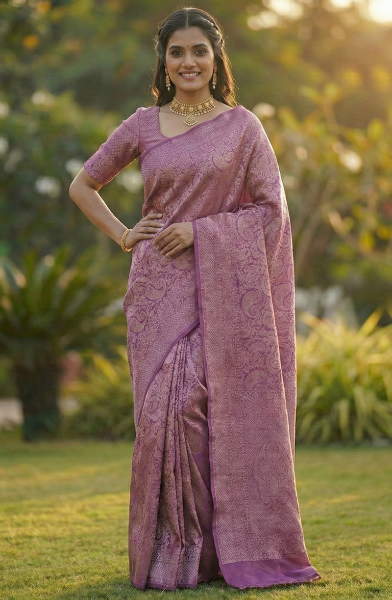 Royal Purple Jacquard Saree