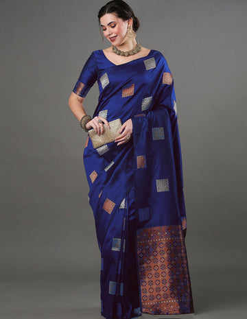 Royal Blue Jacquard Saree – Premium Woven Saree for Festive & Everyday Elegance