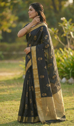 Luxury Black Jacquard Saree