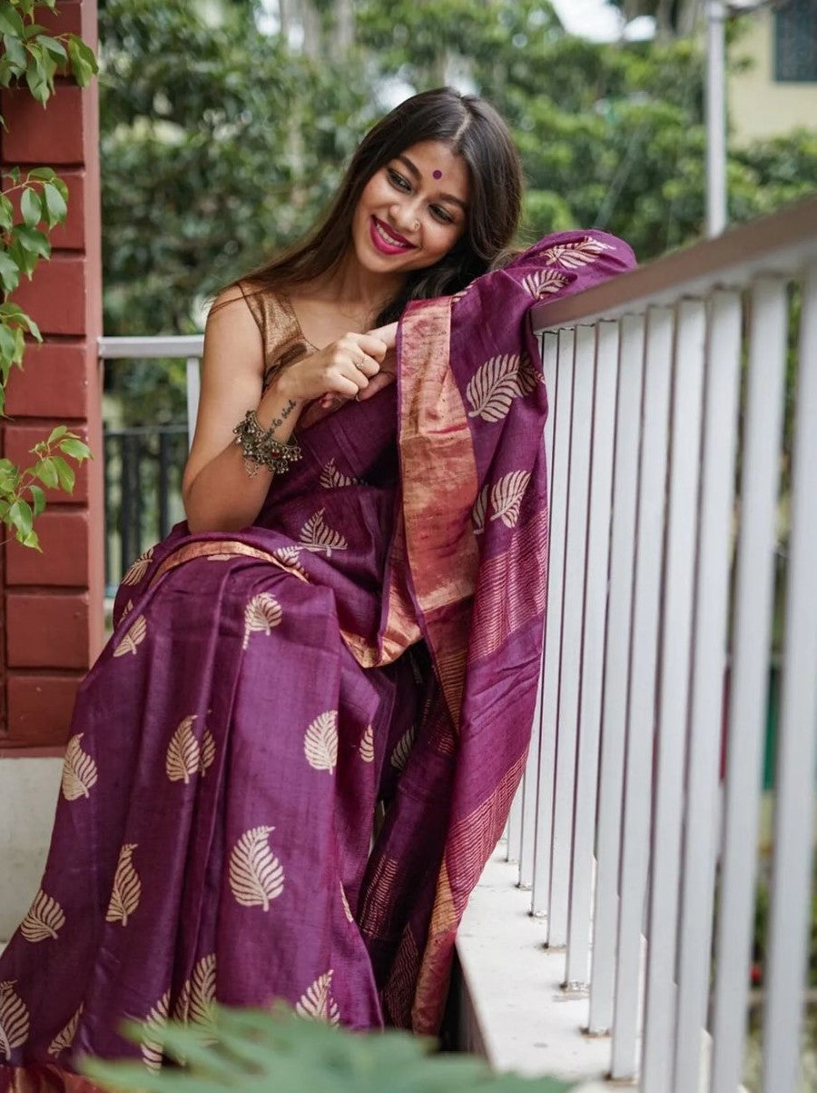 Royal Wine Jacquard Saree