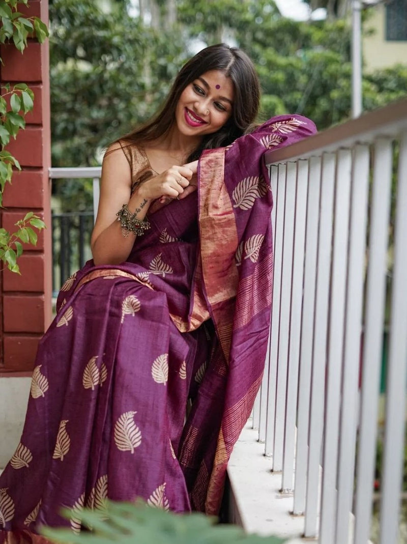 Royal Wine Jacquard Saree